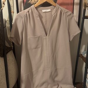 Lush Beige Textured Shift Dress